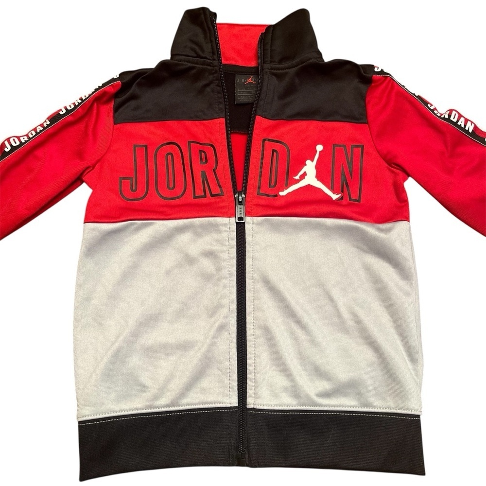 Air Jordan Little Kids Full Zip Track Jacket - Red, Black, & Grey Size 4 (XS) - Picture 3 of 8